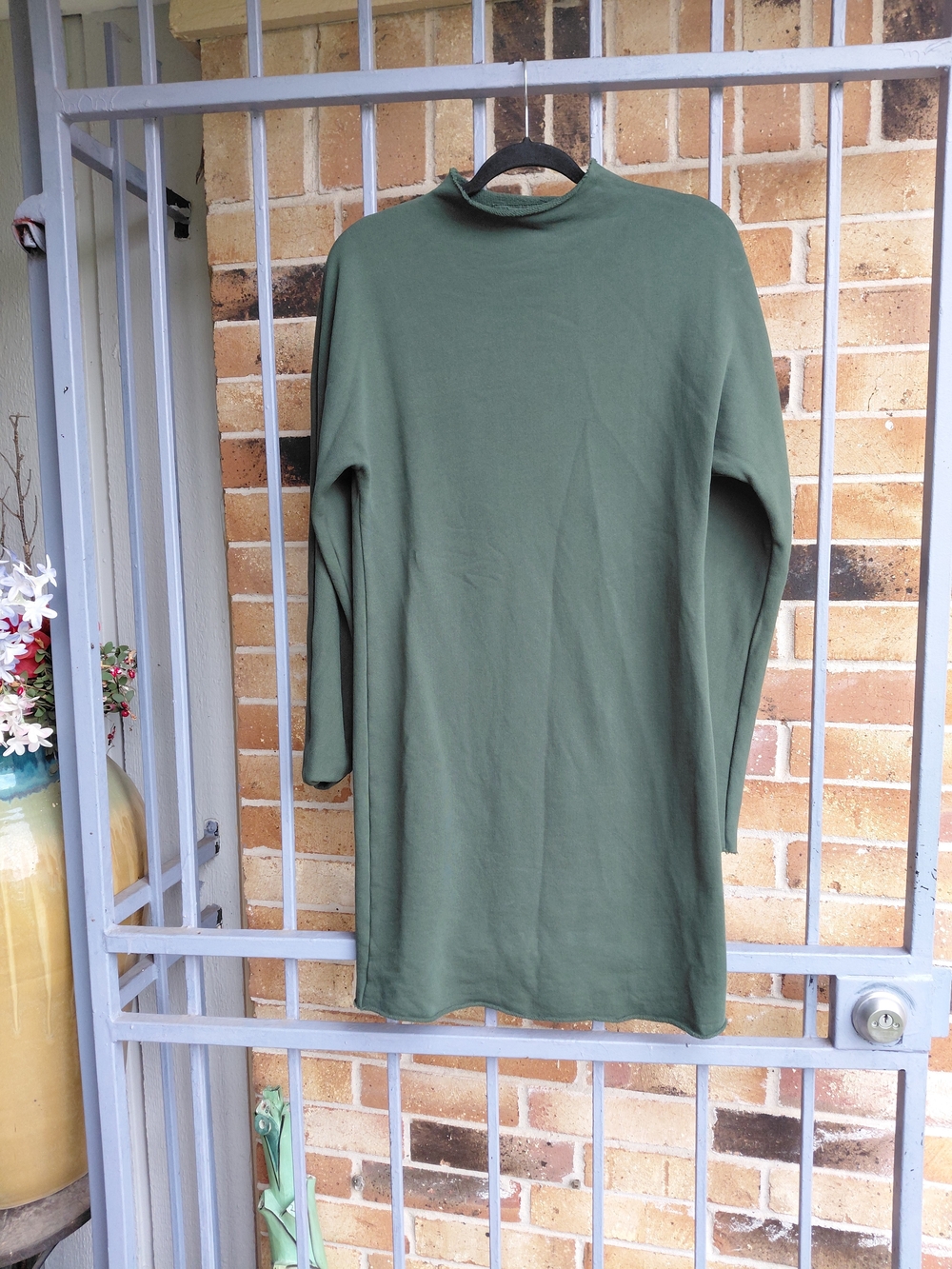 Frank & Eileen Olive Green Long Sleeve Shift Dress